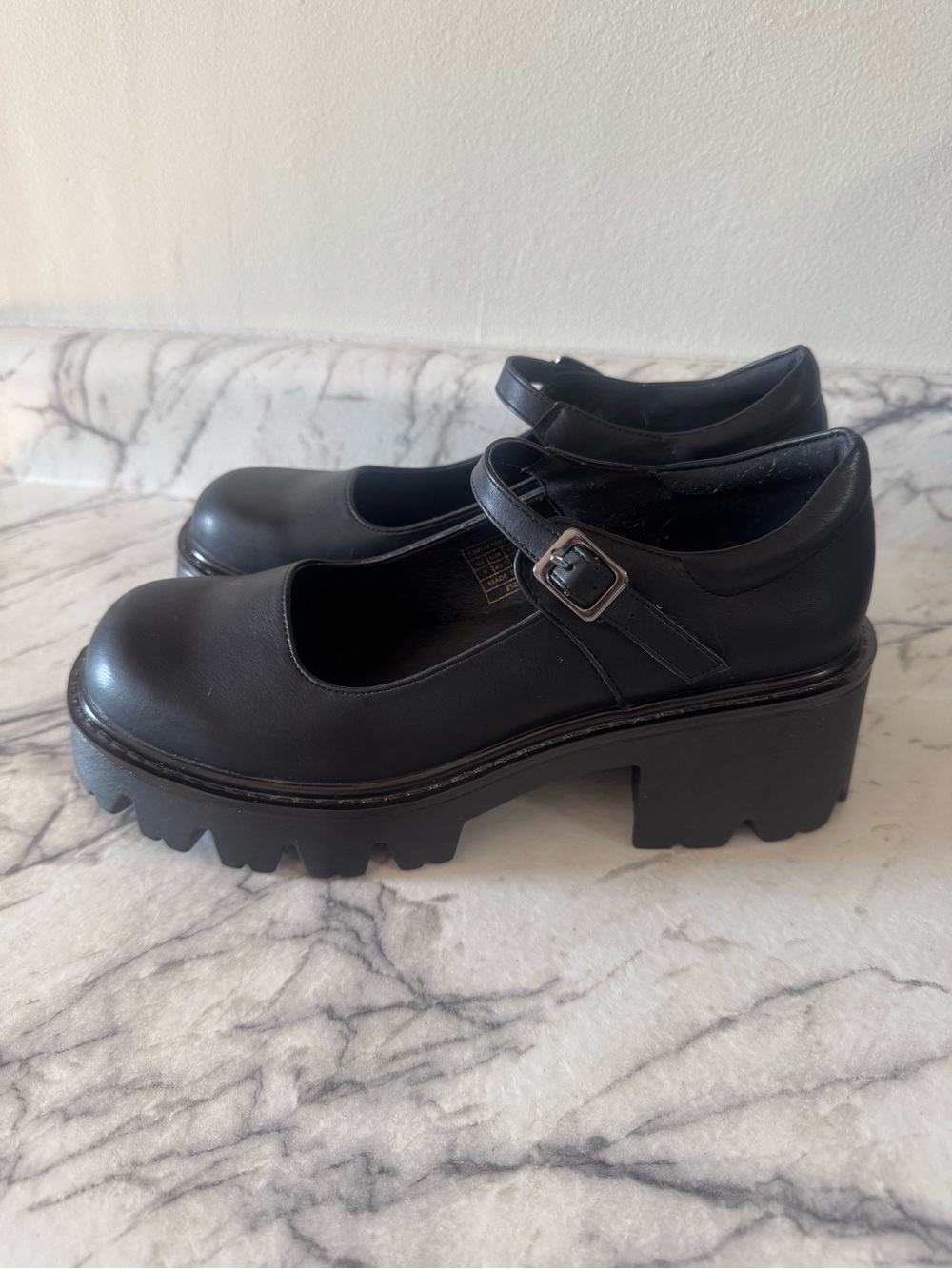 Black Chunky Mary Jane Style Platform Heels